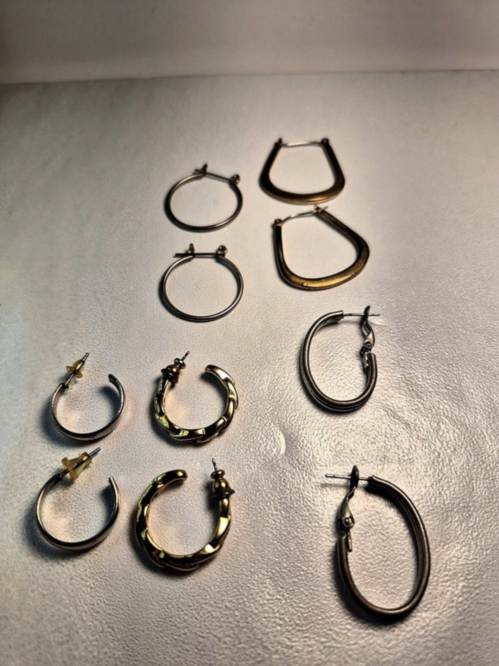 Gold & Silver Hoop Earrings Lot Vtg Retro